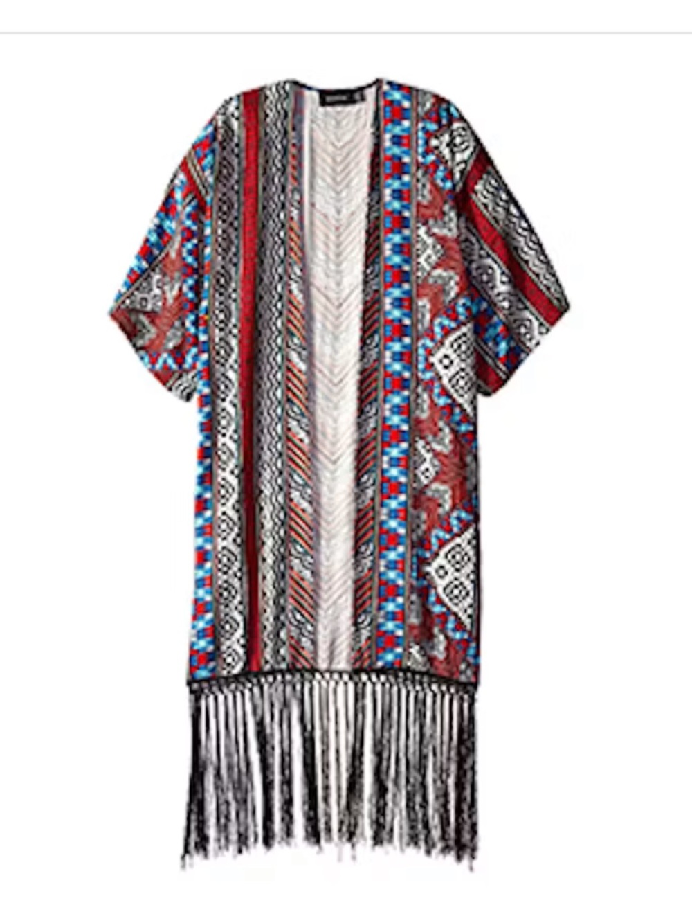 MINKPINK Multi-Color Aztec Fringe Kimono